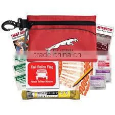 Economy Auto Kit - Has Light Stick, Call Police Banner, Bandages, Alcohol Wipes, Antiseptic Swabs and Comes With Your Logo thumbnail-1