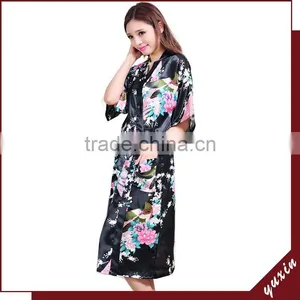 Wholesales Silk Peacock Women Silk Kimono Long Robe WR018 thumbnail-6