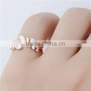 White Copper Open Rings Rose Gold Leaf thumbnail-1
