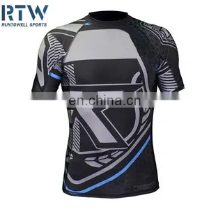Professional Sublimated Short Sleeve Rash Guard Custom Logo thumbnail-4