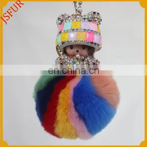 Doll Rex Rabbit Fur Ball Wholesale Keyring Pom Pom Keychain thumbnail-1