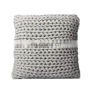 Roving Handmade Knit Grey Cushion Throw Pillow for Home Decor Sofa Chair Bed thumbnail-1