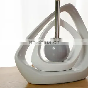 Popular Solid Geometry Design Ceramic Base Bedside Night Lamp for Hotel Decor thumbnail-4