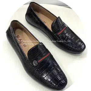 Thailand Crocodile Leather Shoes Men's Genuine Leather Breathable Beanie Shoes Authentic Business Casual Shoes British Tide thumbnail-1