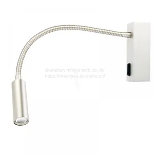 Meanyee Wall Mount Reading Lamp Headboard Bedside Lights With Switch/Flexible Gooseneck/Surface/Brushed Nickel/3000K LED/MY-WN188N thumbnail-1