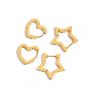 Wholesale 18K Gold Plated Heart Earrings - Waterproof Stainless Steel Fashion Jewelry thumbnail-3