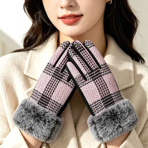 Luxury Designer Classic Wrist Warm Nylon Eco-Friendly Gloves Women Winter Daily Cycling Outdoor Accessories thumbnail-4