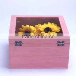 Square Shape Wooden Box Eternal Life Flowers Gift Box for Sale thumbnail-2