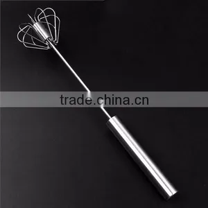Stainless Steel Wire Manual Whisk Rotary Egg Beater Hand Push Egg Mixer Kitchen Gadgets Cooking Tools thumbnail-1