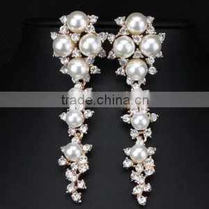 2015 Fashion Pearl Diamond Earrings Set Charming Long Earring Fashion Women Jewelry thumbnail-2