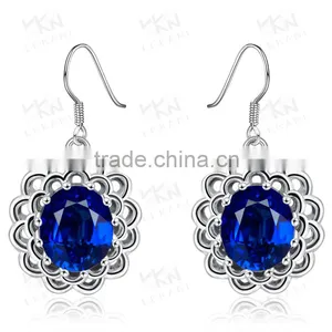 Ruby Stone Wavy Round Line Earring Bule Gemstone Jewelry Earring thumbnail-5