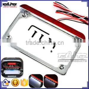 BJ-LPL294-003 High Performance Chrome 4'' X 7'' LED Tail Light Motorcycle Licence Plate Bracket for Harley thumbnail-1