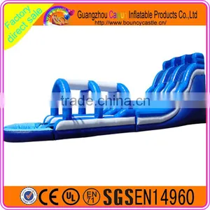 Blue Long Inflatable Water Slide With Pool thumbnail-3