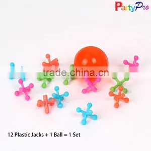Cute Color and Size Crazy Plastic Bounce Toy Ball 12 Jacks & Ball Set thumbnail-1