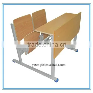 Standard Size of Double Wooden School Desk and Bench for Classroom thumbnail-1