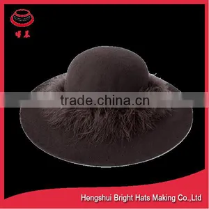 Excollect Custom High Quality Blue 100% Wool Lady Felt Hats With Fur Ball String thumbnail-1