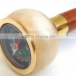 Antique Brass Compass Walking Cane/ Brown Wood Walking Cane/Antique Design Walking Cane Wk1108 thumbnail-2
