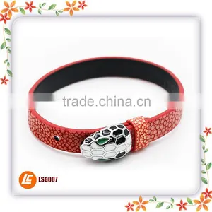 2016 Charming Design Red Sting Ray Leather Bracelet Flat Fish Skin Leather Wristband Bangle thumbnail-1