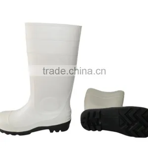 White PVC Rain Boots With Steel Toe thumbnail-2