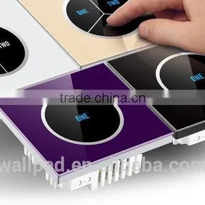 Best Selling Wallpad Benz Waterproof UK Black Tempered Glass 2 Gang 2 Way 3 Way Touch Switch thumbnail-2