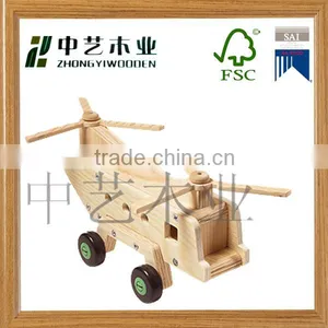 OEM Eco-friendly Assembled Unfinished Pine Min Wooden Air Plane Toys for Kids thumbnail-1