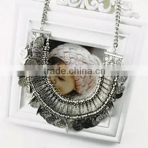 New Arrived European Women Carving Coins Tribal Jewelry Tassels Exaggerate Necklace thumbnail-3