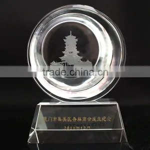 Wholesale Crystal Glass Trophy Cup Award With Building Engraving thumbnail-5