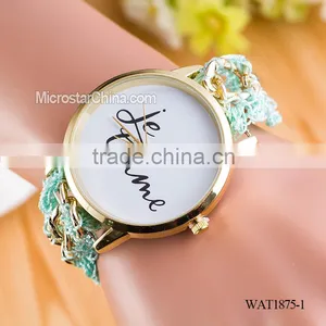 New Classic Geneva Ethnic Braided Analog Quartz Chain Jetaime Stainless Steel Watch thumbnail-1