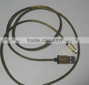 Gold Colour Micro USB Cable Nylon Line and Metal Plug Data Sync Charger Microusb Cable for Samsung Galaxy s6 s5 s4 thumbnail-1