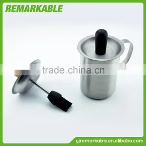 ZFH-0013 High Grade Stainless Steel BBQ Tool Oil Cup Silicone Brush PP Head Handle Convenient Cleaning Set thumbnail-1