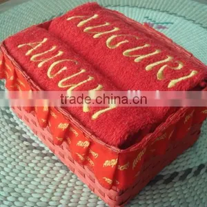 Red Towels 100 Cotton Terry Towel Wedding Towel Gift Set Packing thumbnail-2