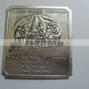 Custom Antique Silver Embossed Bottle Sticker, Metal Sticker, Metallic Wine Label thumbnail-1