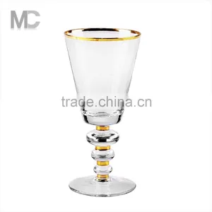 Wholesale Handmade Clear Wine Glass With Gold Sliver Rim thumbnail-5