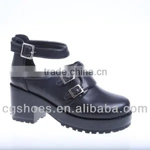 2015 Buckle PU Platform Pump High Heel Office Shoes Women thumbnail-1