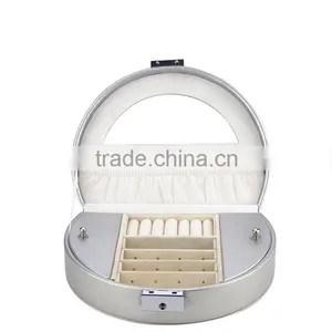 Chinese Factories Wholesale Custom High-grade PU Leather Jewelry Box, Silver Makeup Box thumbnail-3