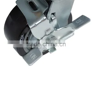 Swivel Plate Mount Locking Brake Rubber Caster Wheels thumbnail-1