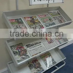 Customized Floor Standing Library Newspaper/magazine Display Rack thumbnail-2