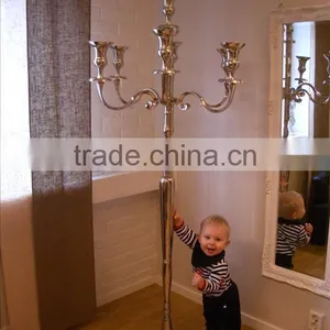 Tall Silver Candelabra , Floor Candelabra For Wedding Decoration/ Wedding Floor Candelabra thumbnail-1