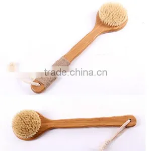 Cy304 Dry Skin Natural Bristle Brush Soft Handle Pouch Brush SPA Brushes Bath Shower Bristle Brush With Long Bamboo Handle thumbnail-1
