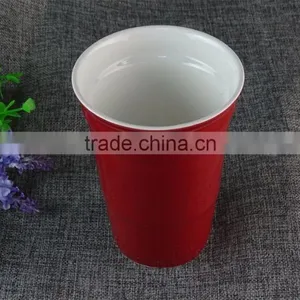 Cheap Ceramic Glazed Cup Stocked Porcelain Cup Two-tone Glazed Drink Cup thumbnail-2