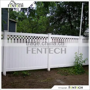 Outdoor White Lattice Top Vinyl Privacy Fence Safe for Yard, Child thumbnail-1