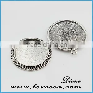 Glass Cabochons Jewelry Accessory Pendant Settings ,Antique Style Metal Setting,Cameo Setting Charm Pendant thumbnail-1