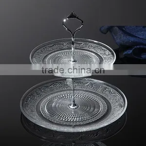 Crystal Glass Charge Plate With Metal Stand Rack Set for Wedding Party thumbnail-3