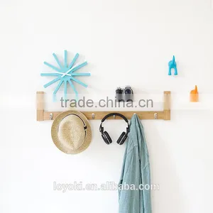 Entryway Wall Shelf With Metal Hooks Eco-friendly Bamboo Coat Rack thumbnail-3