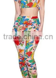 New Women Summer Custom Artistic Floral Print Romper and Jumpsuit Women's Two Piece Crop Top and Pants Set thumbnail-1