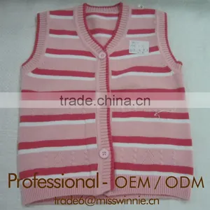 Children Striped Cotton Cardigan Sleeveless Sweater Vest,cardigan Sweater With Jacquard Pattern thumbnail-1