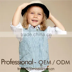 Girls Sleeveless Stripe Vest Design Stylish Kids Girl Autumn Cotton Stripe Waistcoat Custom thumbnail-1