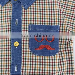 2016 New Design Boy's Short Shirt /100% Cotton Paid Shirt/embroidered thumbnail-3