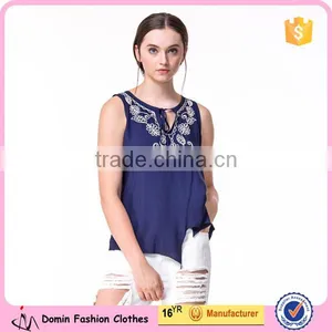 2017 New Fashion Embroidered Design Women Casual Tank Top thumbnail-1