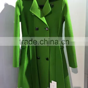 Ladies Handle Navy Blue 100% Wool Coat for Sring and Fall thumbnail-4